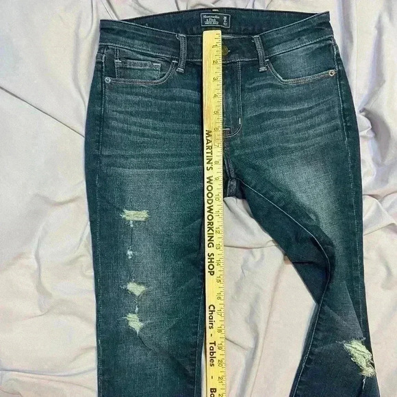 Abercrombie & Finch Womens 2S/26 Harper Ankle Jeans|Dark Wash|Cut Off|Distressed - Picture 3 of 10